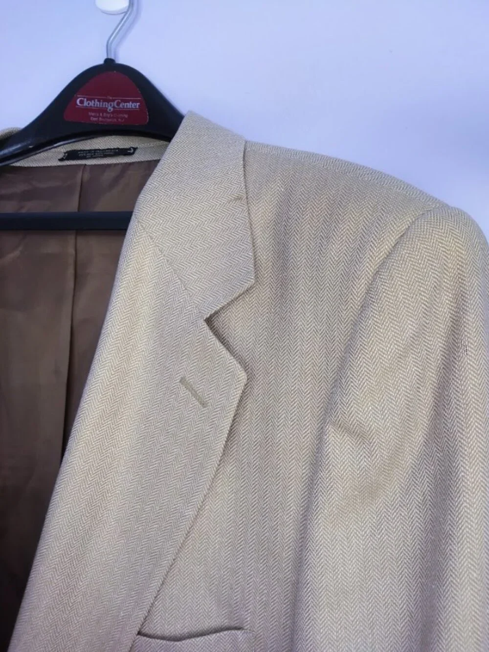 Petrocelli Men's 54R Sportcoat Jacket Silk & Wool Blend Beige Tan Lined FLAWS